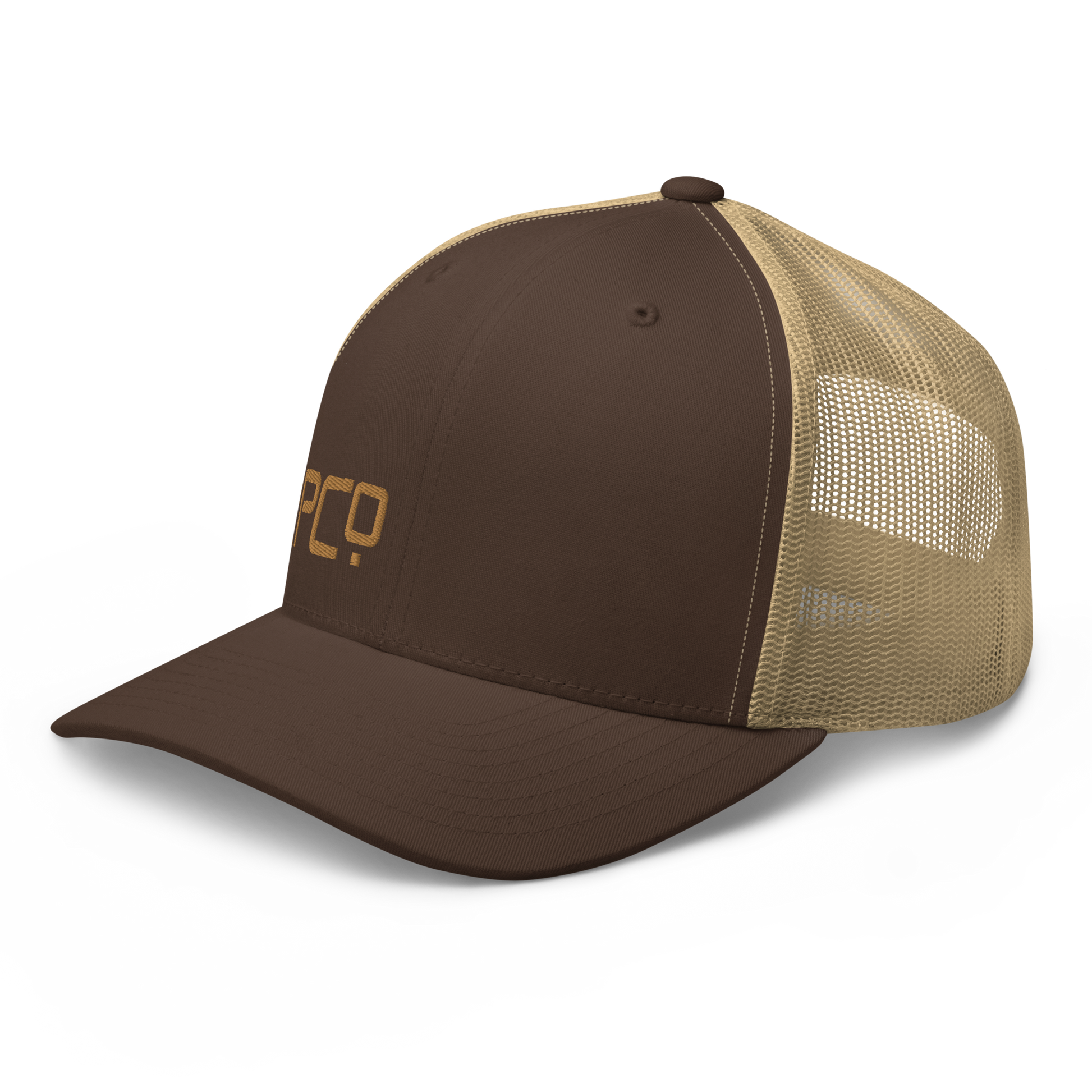 regular patriot offset embroidered snapback. Brown tan, side left