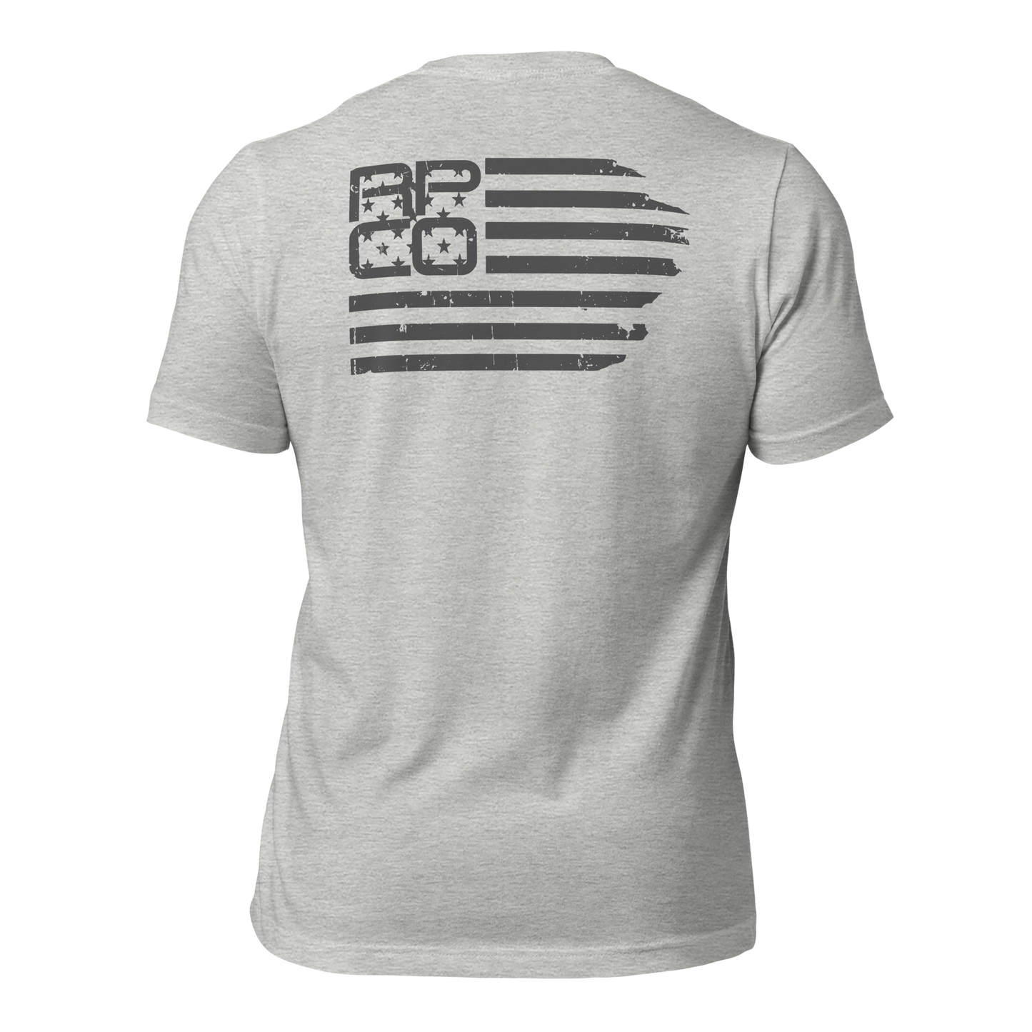 Stars and stripes American patriotic military shirt. Heather grey and Dark Grey, back fitted